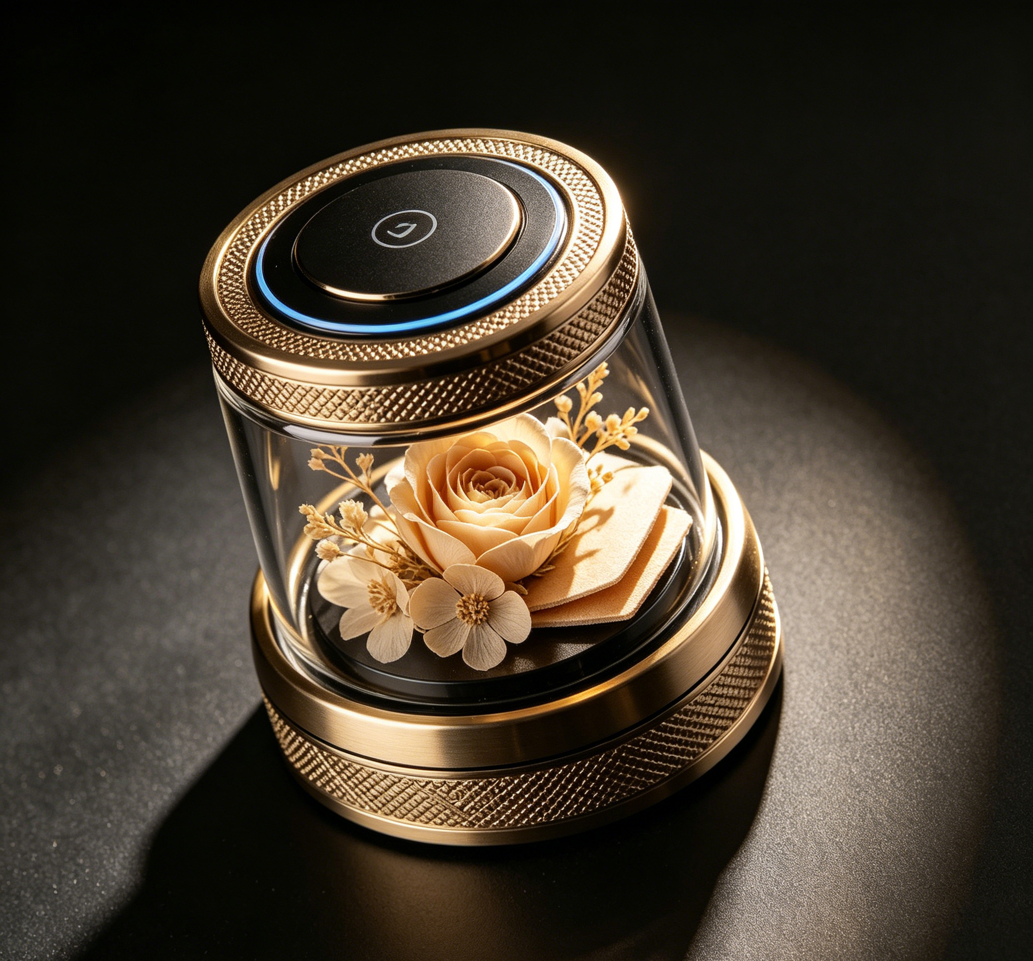 معطر سيارة فاخر قابل للتخصيص - موزع عود ذهبي بزهرة ورد محفوظة، هدية فاخرة للسيارة بتصميم إسلامي