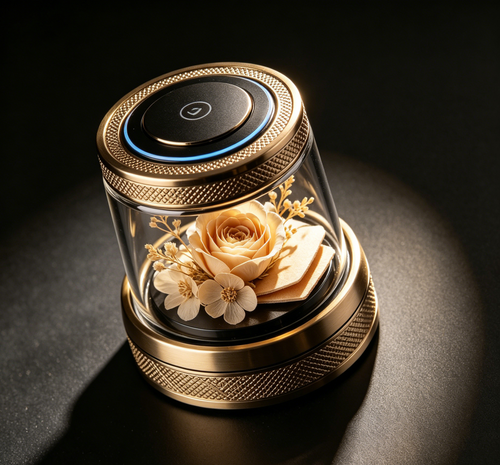 معطر سيارة فاخر قابل للتخصيص - موزع عود ذهبي بزهرة ورد محفوظة، هدية فاخرة للسيارة بتصميم إسلامي