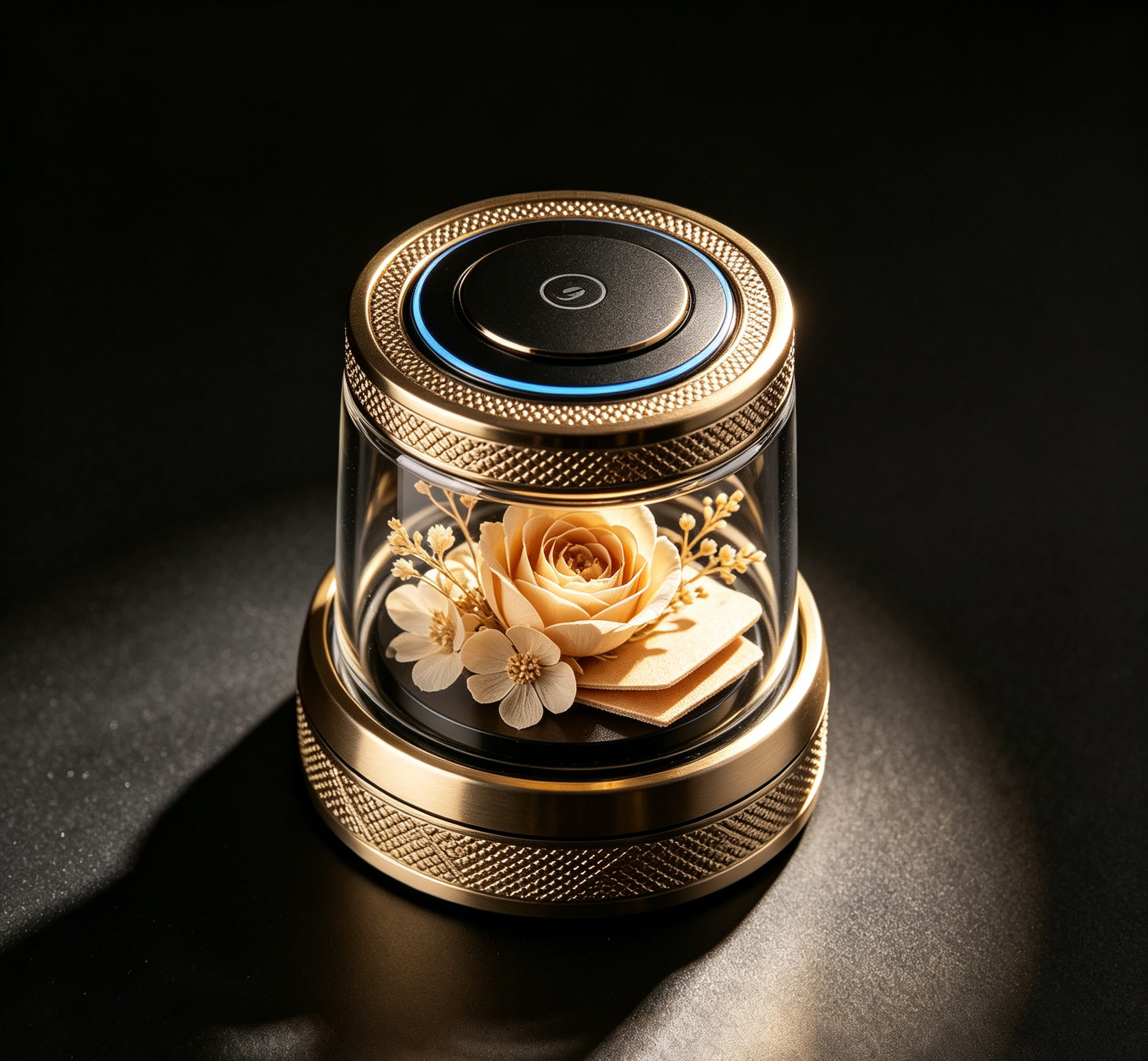 معطر سيارة فاخر قابل للتخصيص - موزع عود ذهبي بزهرة ورد محفوظة، هدية فاخرة للسيارة بتصميم إسلامي