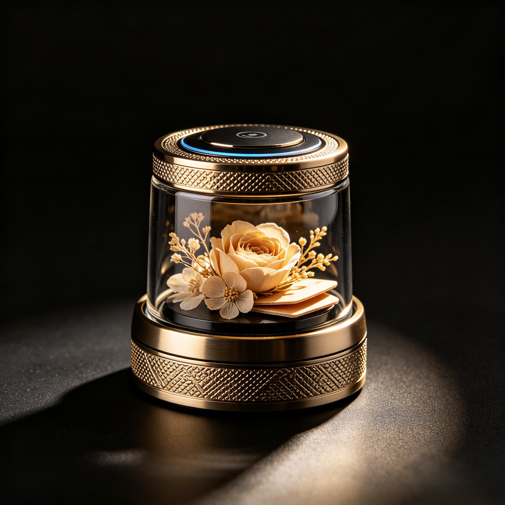 معطر سيارة فاخر قابل للتخصيص - موزع عود ذهبي بزهرة ورد محفوظة، هدية فاخرة للسيارة بتصميم إسلامي