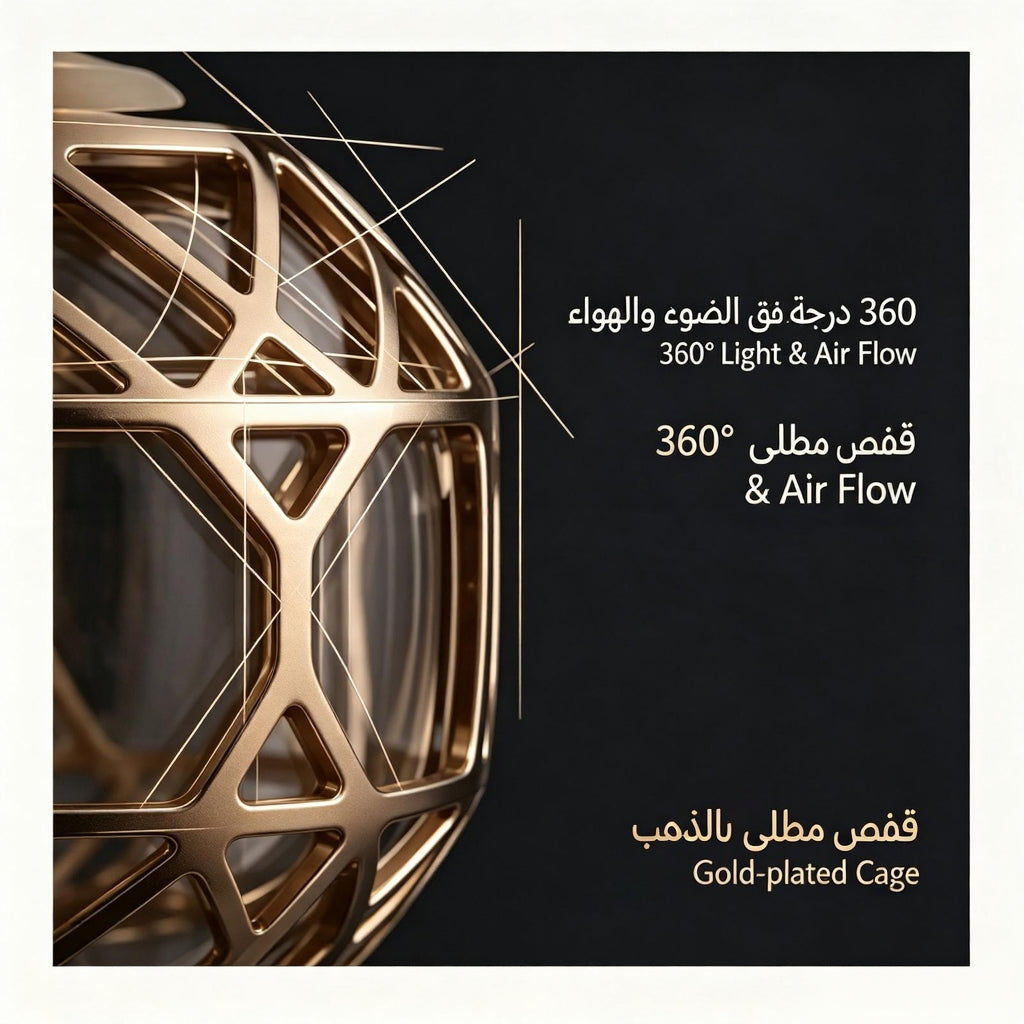 معطر سيارات فاخر بتصميم ذهبي، سعة 10 مل، عطر خشبي شرقي، يدوم طويلاً - مناسب للسيارات والمنازل